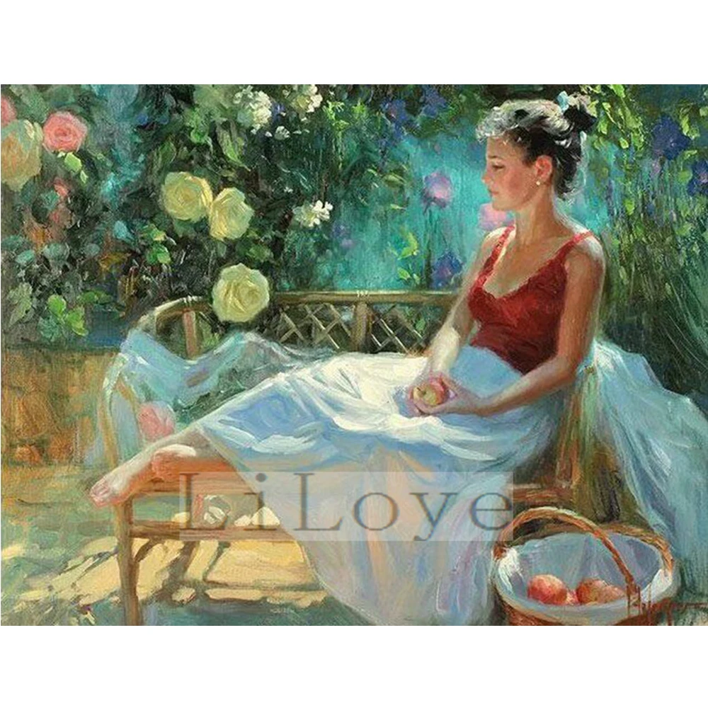

Needlework 5D Diamond Painting Cross Stitch Crystal girl Mosaic Full Diamond Embroidery flowers Rhinestone Decor Painting FZ480