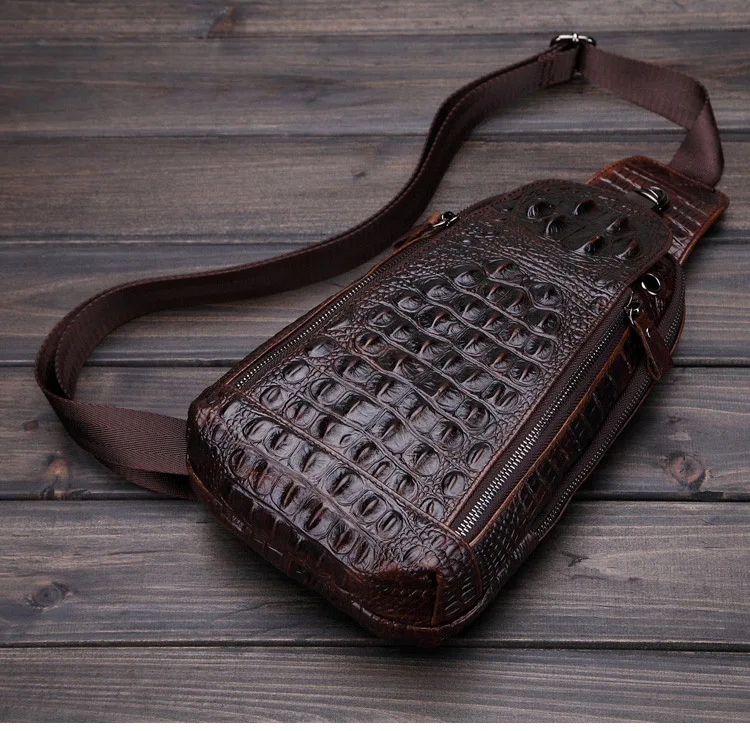 100% натуральная кожа груди сумка мужская кожаная Функциональная аллигатора