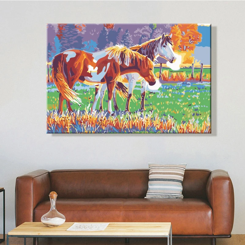 Рисуй по номеру Wall art живописи номерам лошадь гостиной настенные декоративные