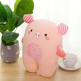 Животные длинная игрушка плюши мягкая плюшевая полосатая Подушка динозавр/свинья/панда/кошка дети взрослые спящий друг подарок 4 размера - Цвет: 35cm pink pig