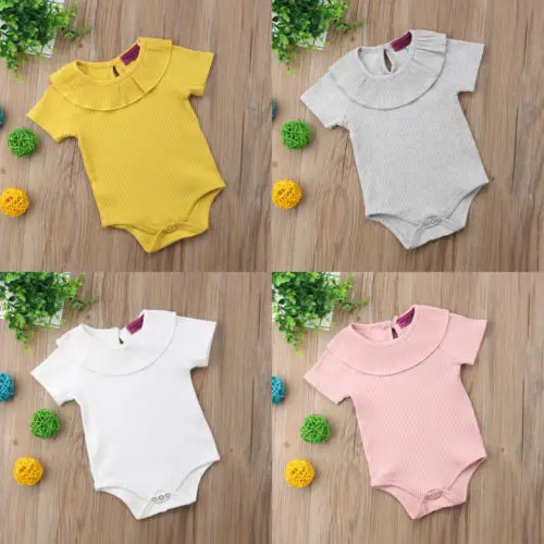 2018 новый летний детский комбинезон с оборками для маленьких девочек и мальчиков