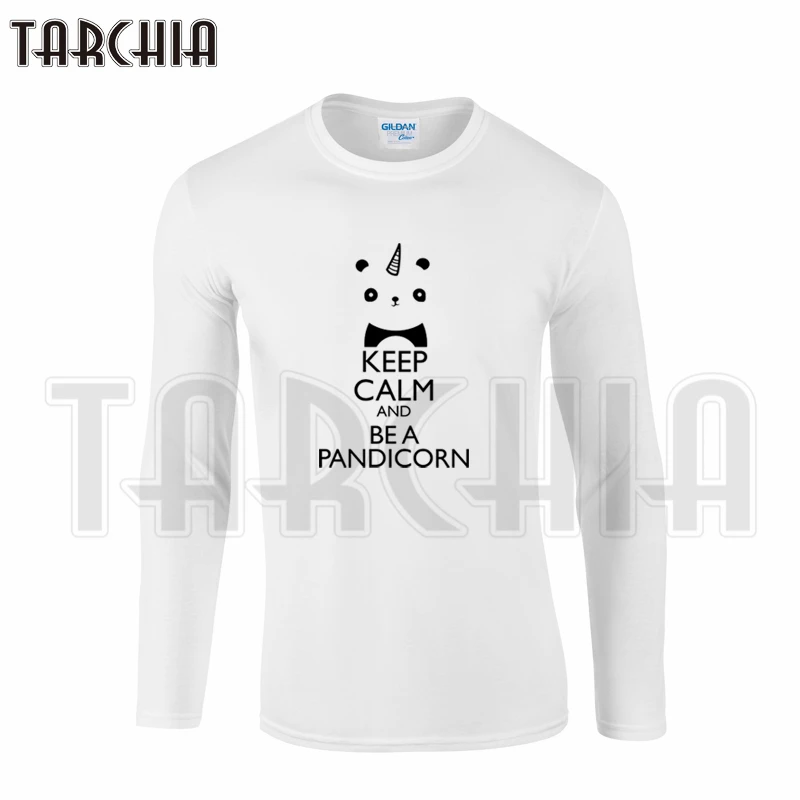 Мужская футболка TARCHIA с длинным рукавом модная тенниска из хлопка надпись Keep Calm