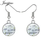 JWEIJIAO французские висячие серьги Je Suis Une Super Maitresse, стеклянные купольные Подвесные серьги для учителей, ювелирные изделия, подарок JE22
