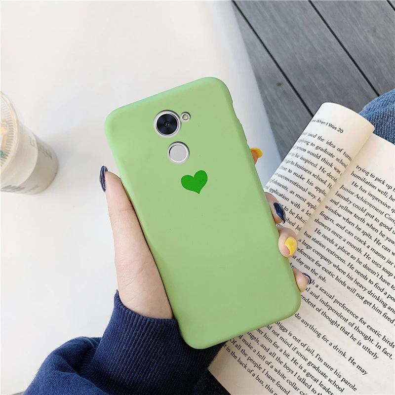 Матовые однотонные Чехлы Макарон с сердечками зеленые чехлы для Huawei P30 P20 Pro P10 Plus P9