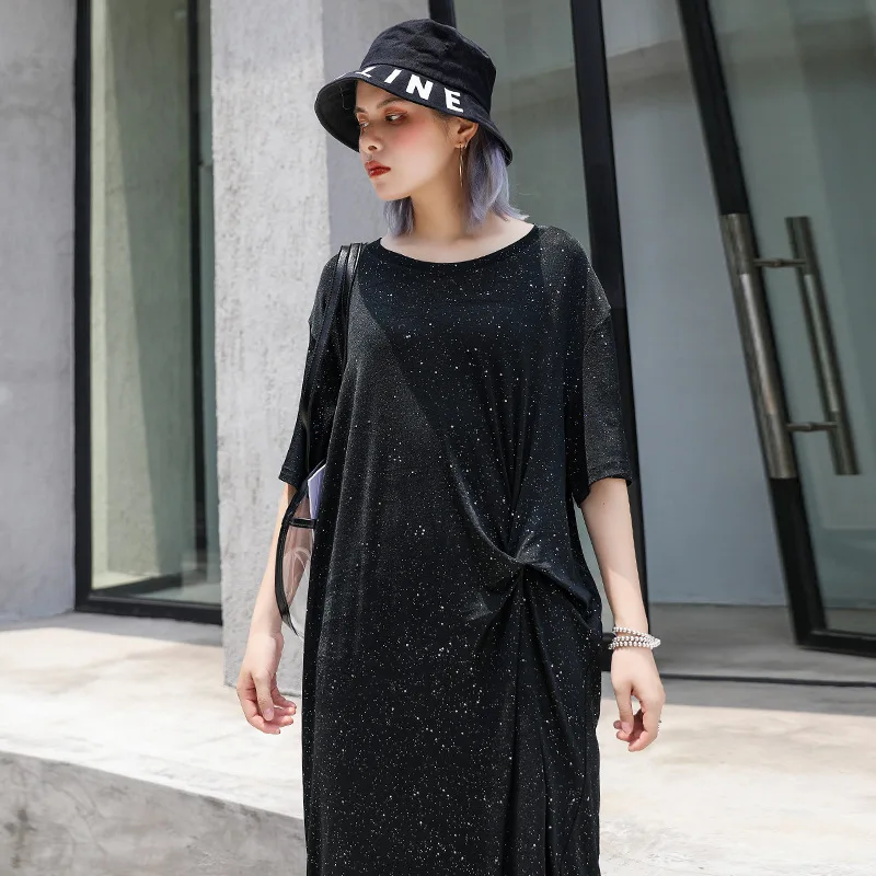 Новинка 2019 уличная одежда летнее женское платье большого размера свободное