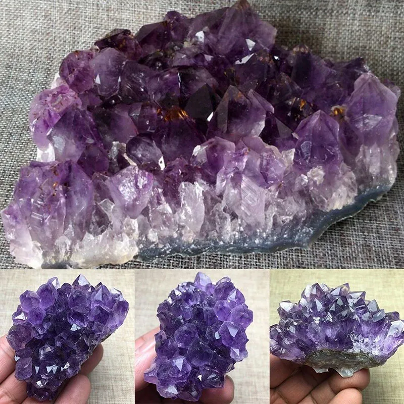 

New Uruguay Natural Amethyst Cluster Geode Purple Crystal Quartz Specimen Home Decor