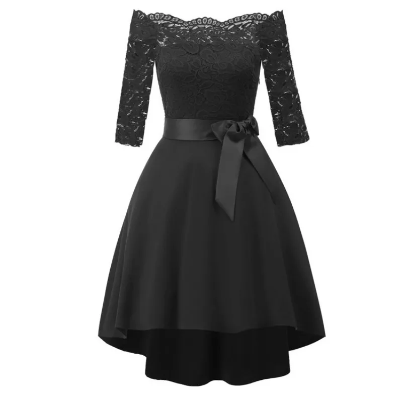 black MUXU vestidos синее кружевное лоскутное шифоновое платье женская одежда kleider sukienka модные элегантные вечерние платья женская одежда - Цвет: black
