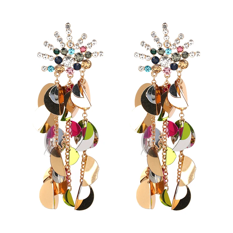 Юран Brincos Роскошные красочные большой камень Длинные висячие серьги 2017 Мода себе
