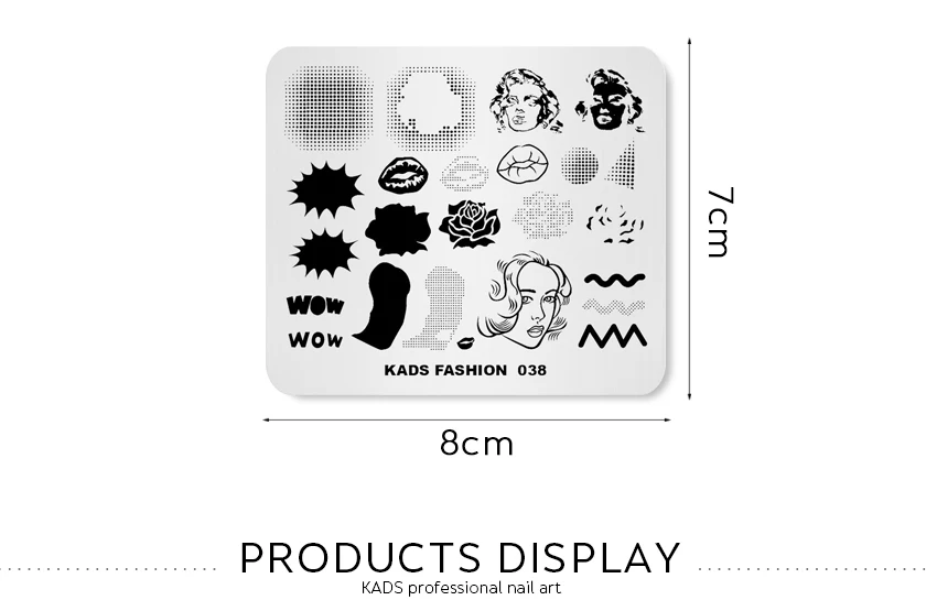 KADS FASHION 038 пластины для штамповки ногтей с напечатанным рисунком розы лак для ногтей штамп для дизайна ногтей шаблон изображения пластины художественные трафареты для штамповки