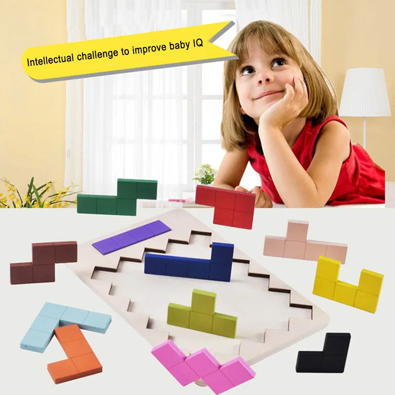 

Hot Selling Children Kids Building Blocks Toy Wooden Durable Square Assemble Early Education
