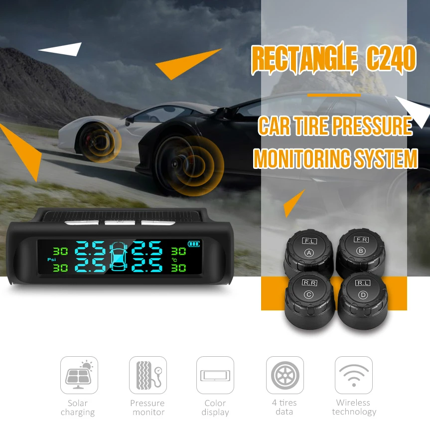 Zeepin C240 автомобилей TPMS шин Давление мониторинга Системы с 4 внешних датчиков