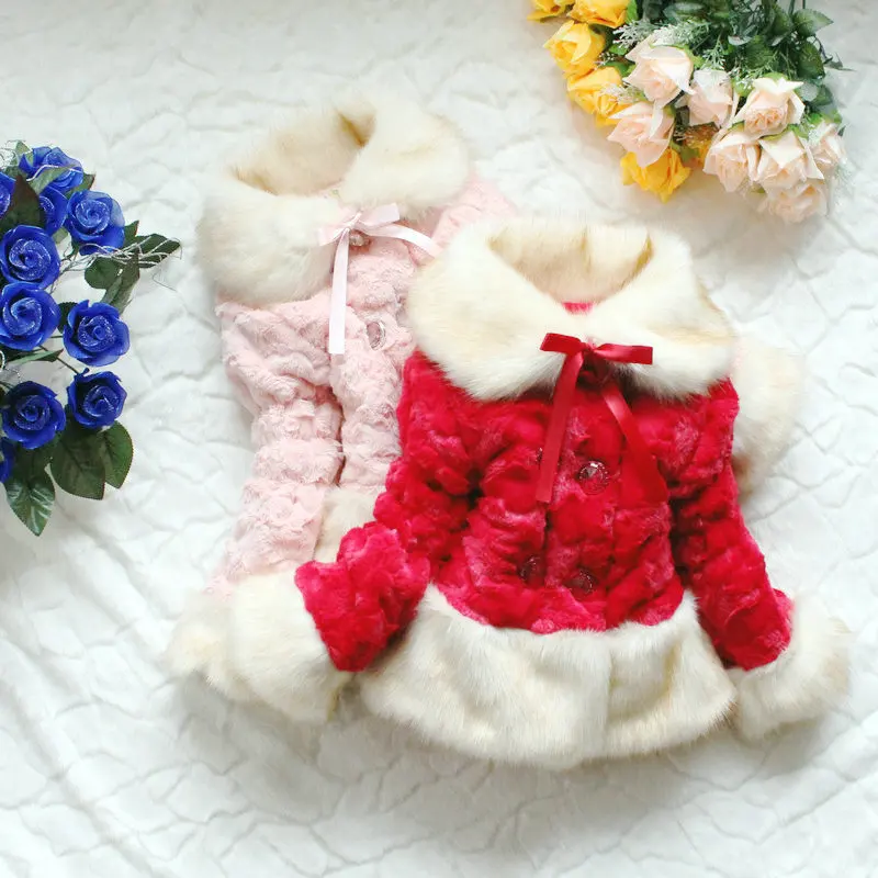mix 2 colors Зимняя куртка для девочек Детская Верхняя одежда Пальто с искусственным мехом куртки для девочек повседневная одежда детские толстые флис теплая одежда - Цвет: mix 2 colors