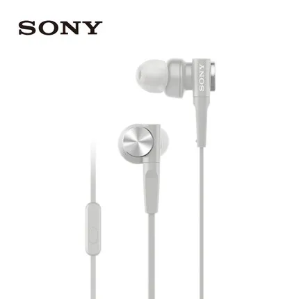 Белый sony MDR-XB55AP премиум-вкладыши Экстра бас наушники с микрофоном(черный/белый - Цвет: Белый