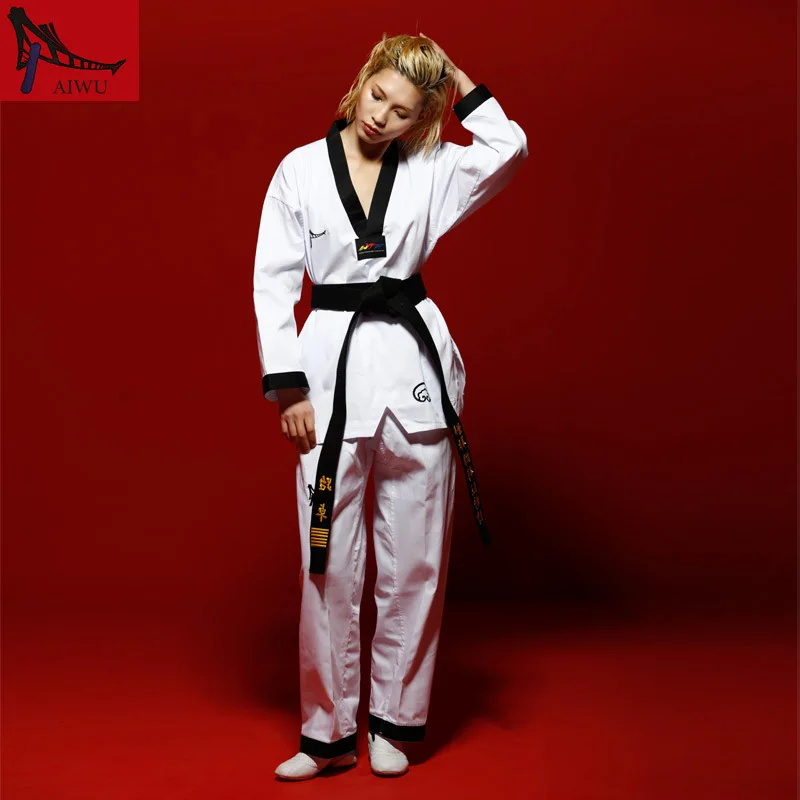 Боевые искусства TKD Tae Kwon Do Корея с V образным вырезом взрослая форма для тхэквондо
