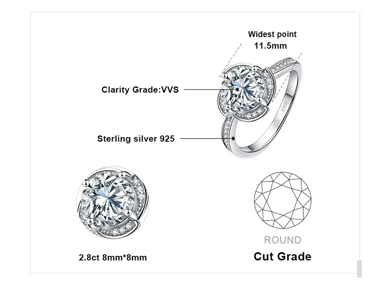 JewelryPalace цветок ветряная мельница 2.9ct фианит обещание Halo обручение кольцо 925 пробы серебро ювелирные украшения кольца для женщин