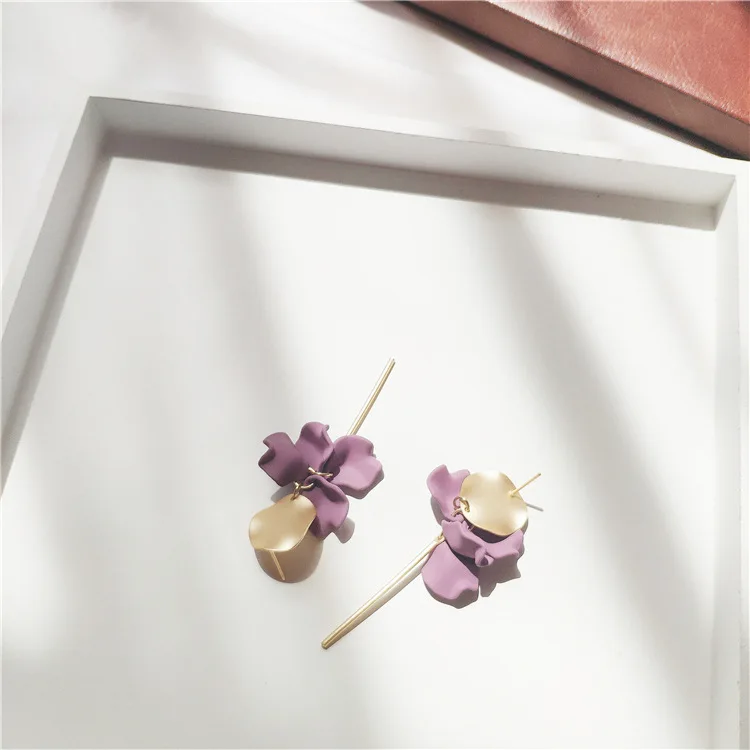 Современные женские серьги 2019 Мода цветок лепесток длинные висячие для женщин