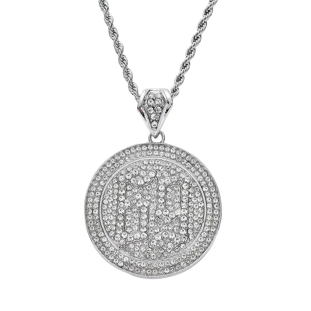 silver color Iced Out хип-хоп ожерелье кристалл номер 69 подвески и ожерелье для мужчин и женщин ювелирные изделия для вечерние подарки N329 - Окраска металла: silver color
