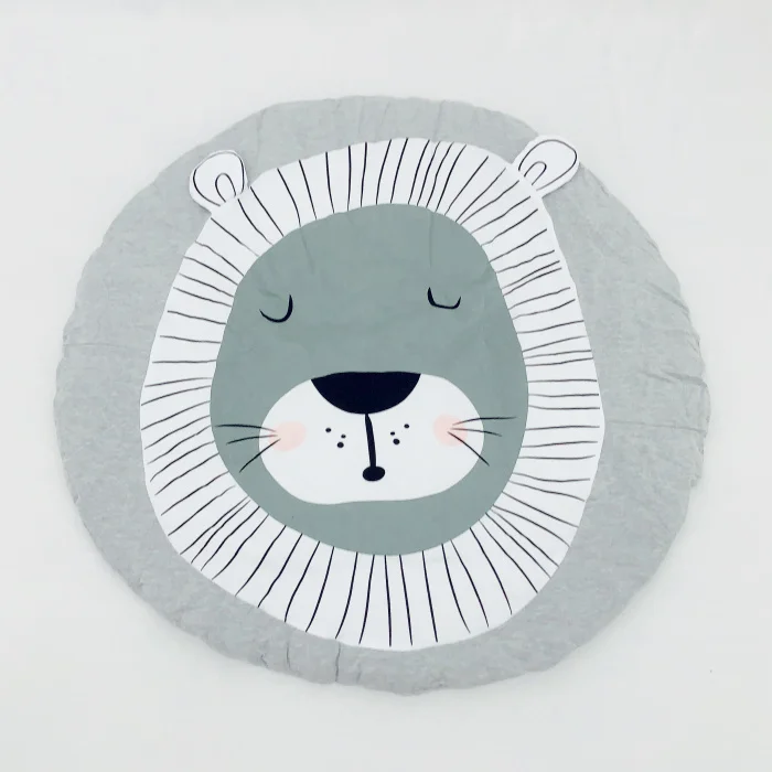 Lion 95cm 95 см детская игра коврики круглый коврик, мат хлопок Лебедь Ползания одеяло пол ковер для детской комнаты украшения INS подарки для малышей - Цвет: Lion 95cm