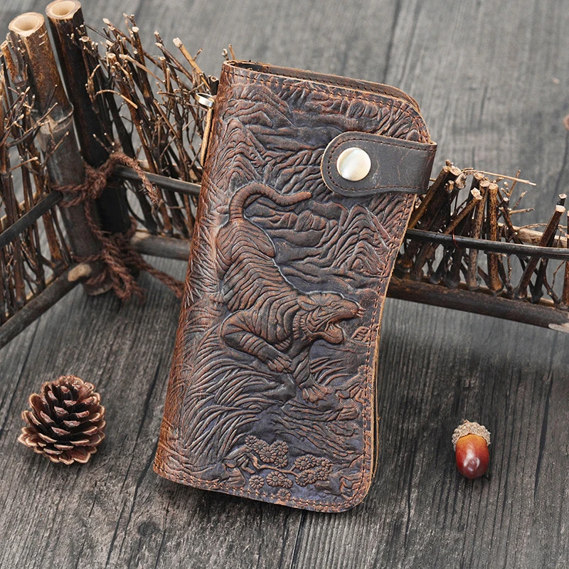 Luufan, новинка, модный кожаный Длинный кошелек с 3D тиснением, брелок, кошелек с железной цепочкой, натуральная кожа, кошелек для карт