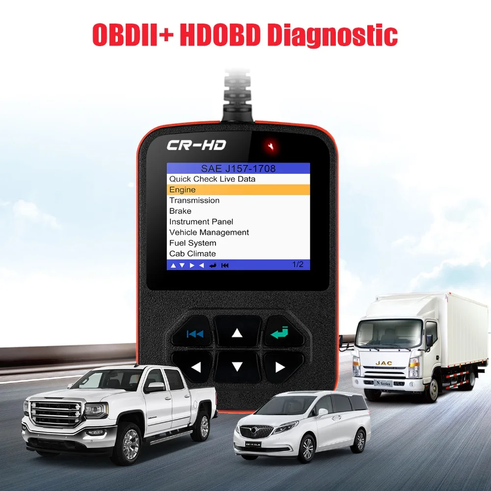 LAUNCH CReader HD Plus сверхмощный грузовик Obd2 Диагностический ридер OBDII сканирующий инструмент CRHD сканер кода грузовика с J1939, J1587 J1708