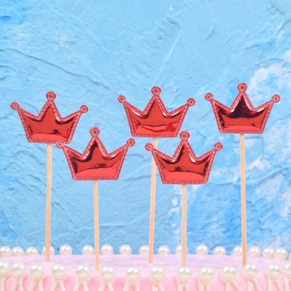 Red Crown 5 шт. Микки и Минни Маус головы Топпер для торта флажки для кексов подарок на день рождения для мальчиков - Цвет: Red Crown