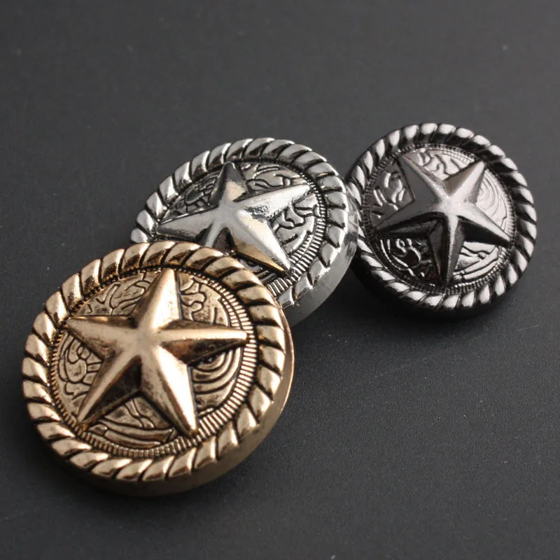 

10pcs 18/23/25mm British style five-pointed star Metal buttons fashion Coat garment accessories shank buttons for crafts DIY