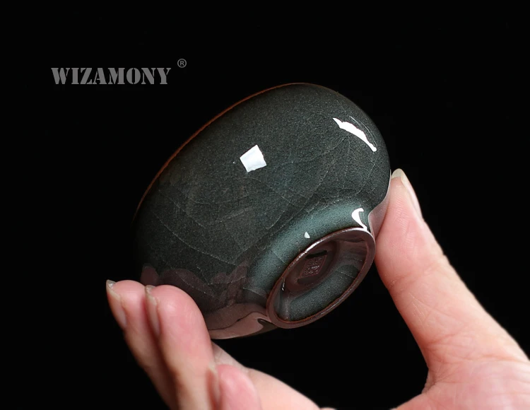 Wizamony 1 шт. ручной работы лунцюаньский Селадон посуда для напитков чайный сервиз чайная чашка чайный горшок чайная чашка Железный корпус кракелюрная глазурь китайский фарфор