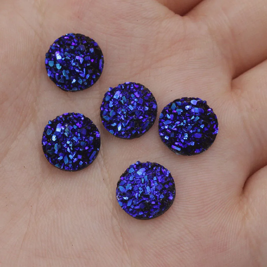 Jaymaxi 10 мм AB Цвет Druzy камень смола круглая плоская спина, кабошон для DIY украшения ювелирных изделий на заказ многоцветный 100 шт./лот