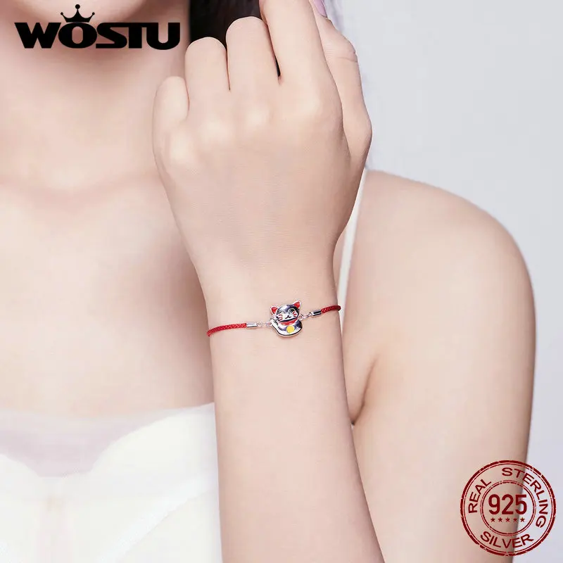 WOSTU 100% Настоящее серебро 925 пробы браслет Maneki Neko 2020 Новое поступление