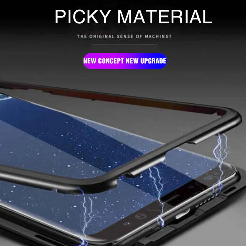 Металлический чехол с магнитной адсорбцией для samsung Galaxy S10e S8 S9 Plus A50 A30 A20 A10 Note 8 9 чехол из закаленного стекла на магните