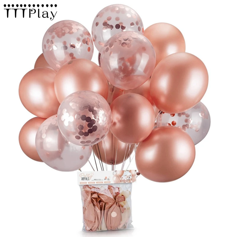 Набор латексных шариков 10 шт./лот розовое золото с конфетти для украшения свадьбы