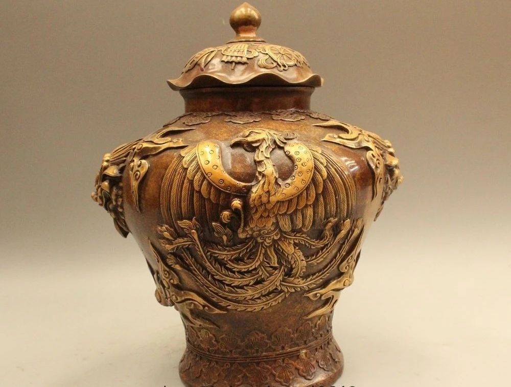 11 &quotтибетская Медь 8 благоприятный символ феникс птица лев Foo голова собаки