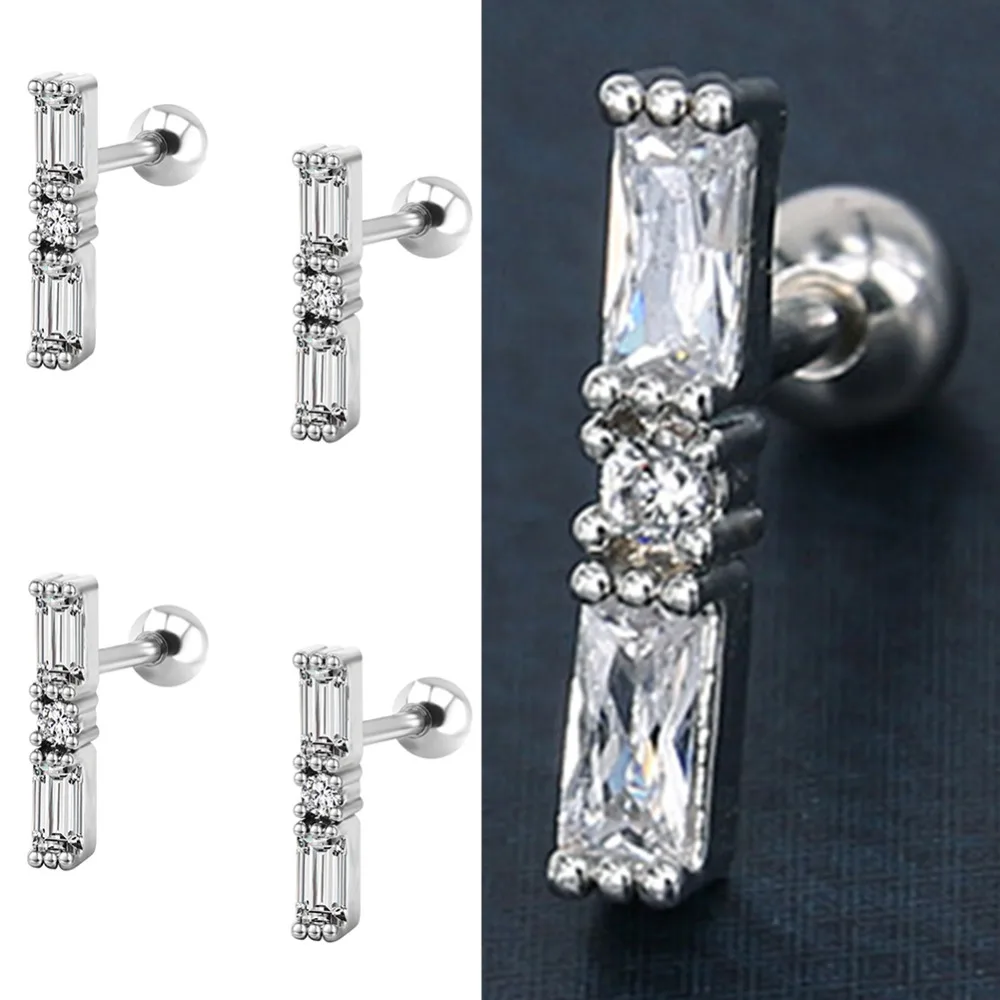 1 шт. простые Стильные прямоугольник кубического циркония Геометрическая серьгу