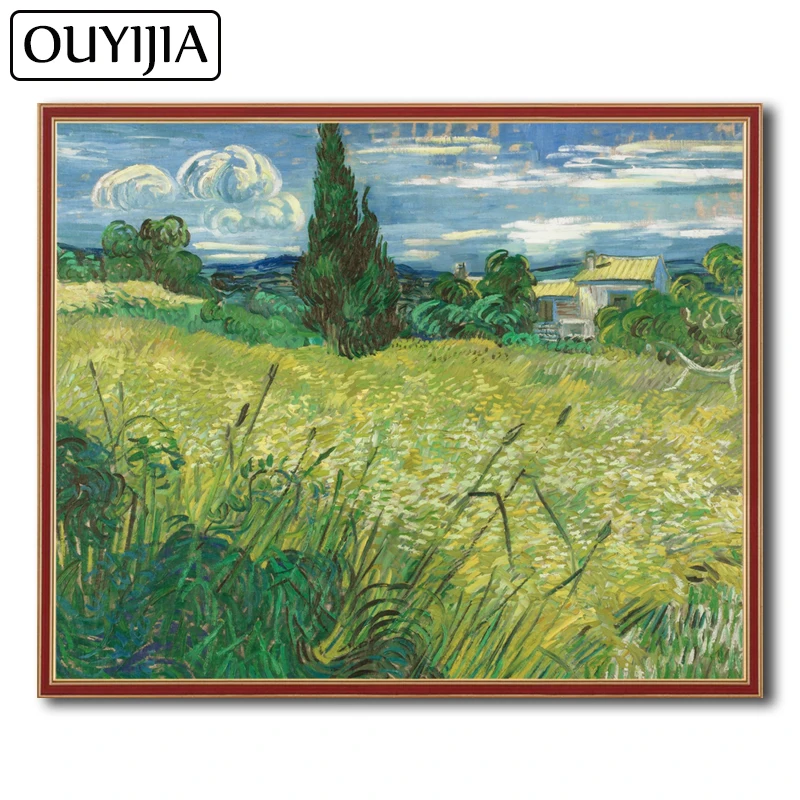 

OUYIJIA Van Gogh Green Field Oil 5D DIY Diamond Painting Square Embroidery Home Decoration Gift Mosaic Rhinestone Cross Stitch