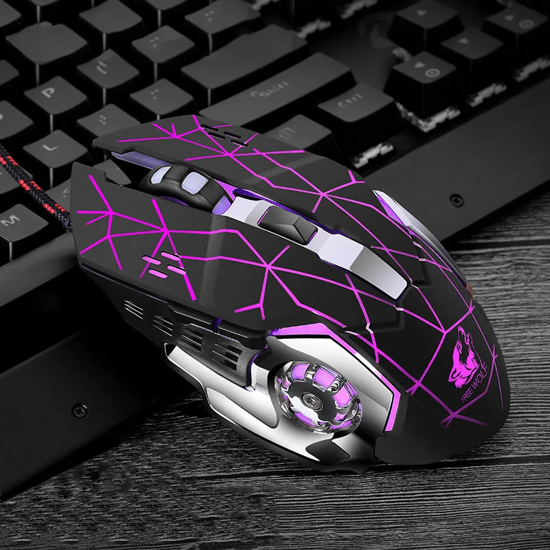 Бесшумная USB Проводная игровая мышь 6 кнопок 4000 точек/дюйм 7 цветная светодиодная