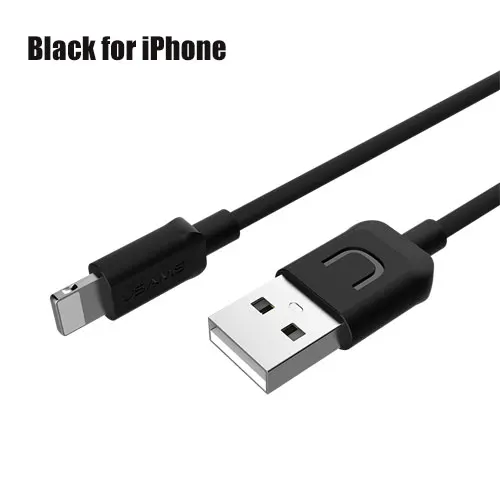 Black USB кабель для iPhone xr, USAMS iOS 2A кабель для быстрой зарядки для iPhone XS X 8 7 6 5 iPad синхронизация данных USB зарядное устройство для освещения кабель - Цвет: Black