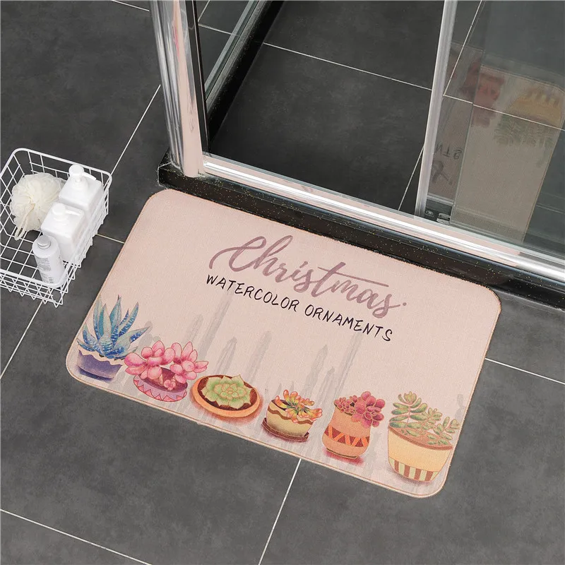 Противоскользящий коврик для двери с тропическими растениями хлопковый льняной