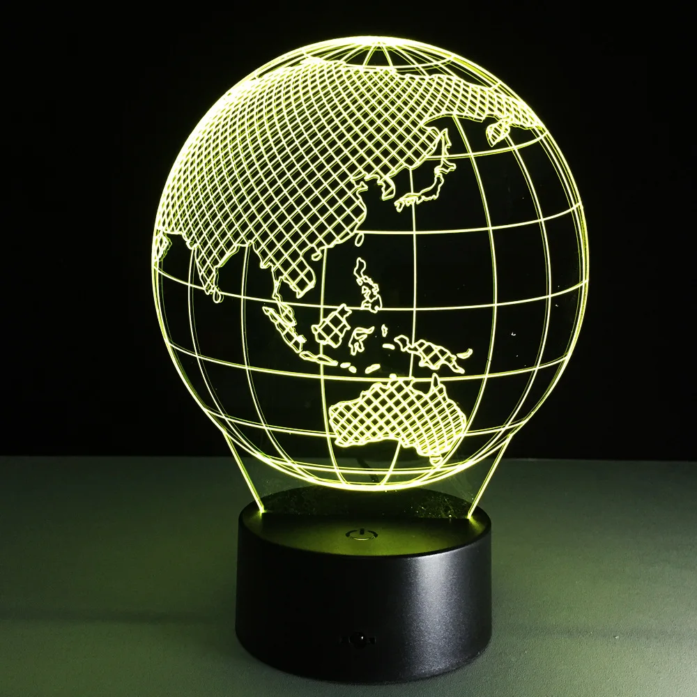 Oceania Map Earth Globe 3D Illusion Lamp LED 7 Color Changing Touch USB Night Light Home Decor Bedroom Mood Table Kids Gift | Лампы и