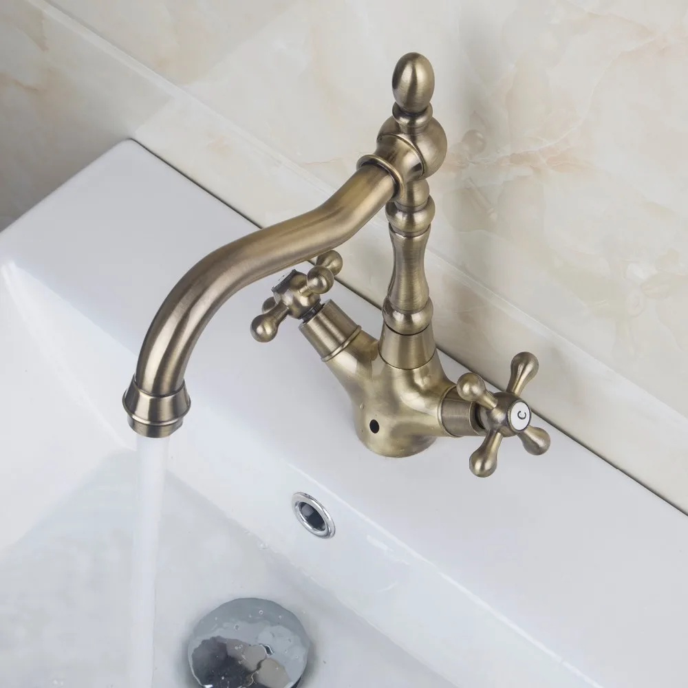 KEMAIDI античный латунный винтажный Ретро Шикарный кухонный смеситель для раковины