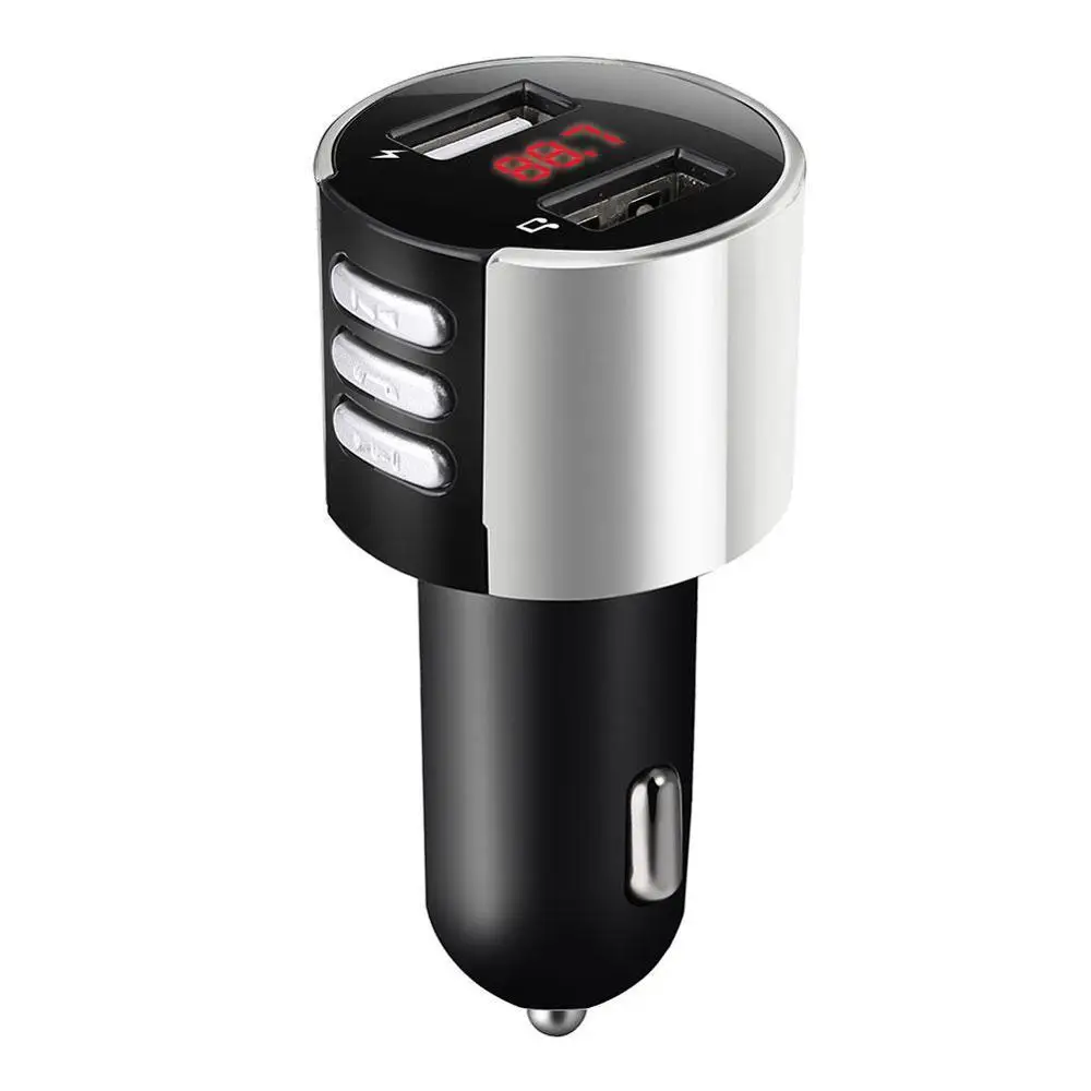 WHITE Светодиодный Bluetooth автомобильное USB зарядное устройство fm-передатчик беспроводной радио адаптер MP3-плеер прикуриватель - Название цвета: WHITE