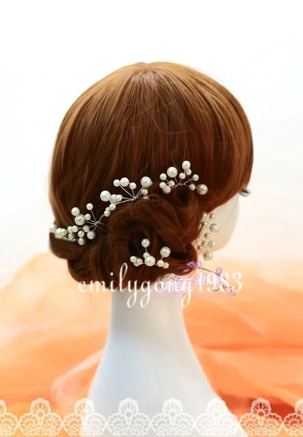 

6Pcs Wedding Bridal White Pearl Flower Hair Pin Hair Accessory SP-805