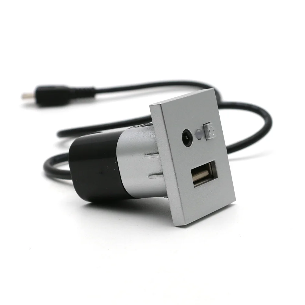 Silver AtoCoto Автомобильный USB слот интерфейсы мини кабель адаптер подключения для Ford Focus MK2 CD DVD AUX кнопка управления переключатель панель Крышка - Название цвета: Silver