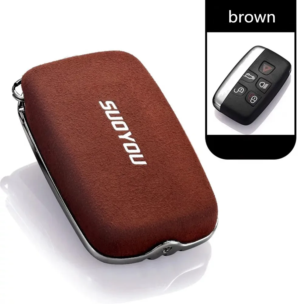 brown Чехол для ключей автомобиля для Land Rover RANGE ROVER SPORT freelander 2 DISCOVERY 4 Evoque из натуральной кожи из оцинкованного сплава - Название цвета: brown