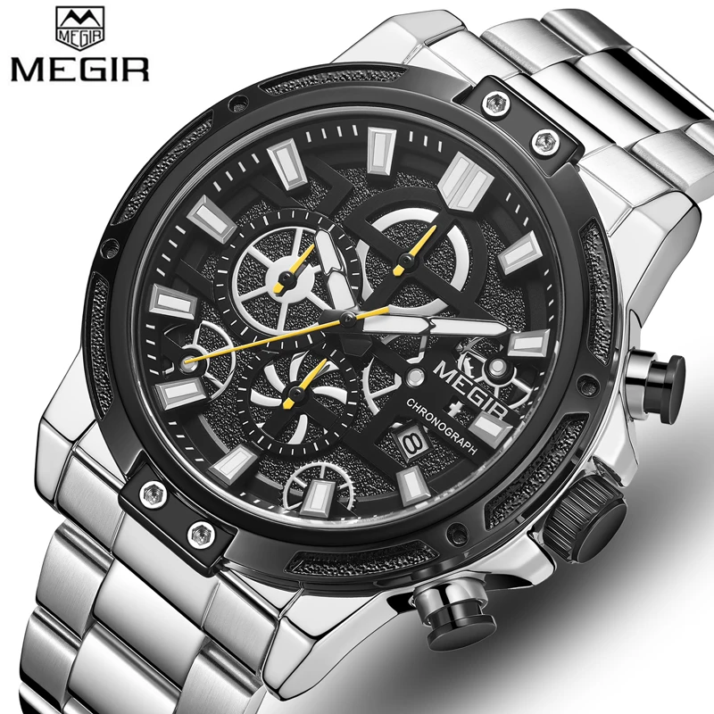 Мужские наручные часы MEGIR топ бренд мужские роскошные деловые модный хронограф