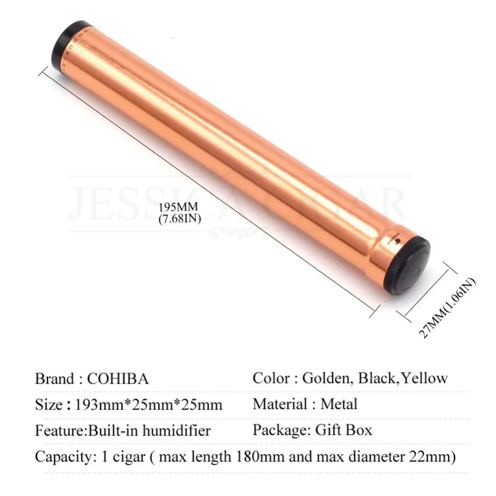 COHIBA металлический держатель из нержавеющей стали для одной сигары мини портативный дорожный хьюмидор Карманный чехол для сигар коробка W/увлажнитель