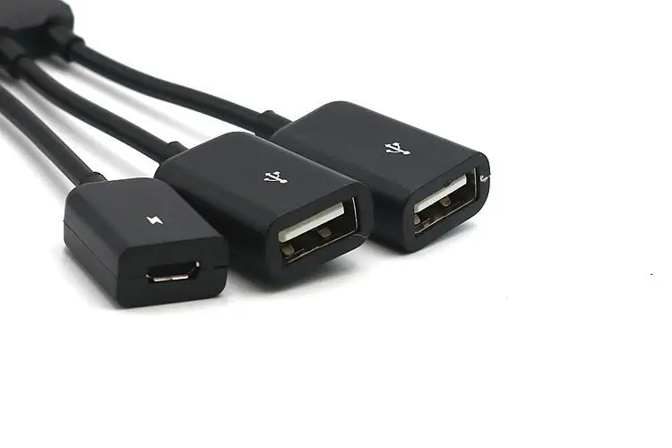 3 в 1 Многофункциональный двойной микро USB хост OTG концентратор адаптер кабель