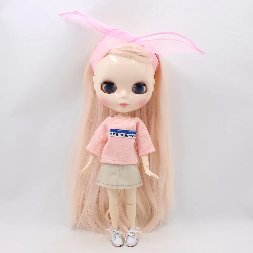 Blyth doll icy licca Боди Одежда большого размера розовая рубашка юбка с лентой для волос Сумочка