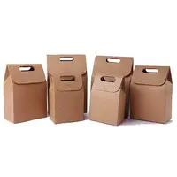 Brown Kraft Paper Packing Bags With Handle Foldable Handbags Tea Dried Fruit Food Gift Box LX4000