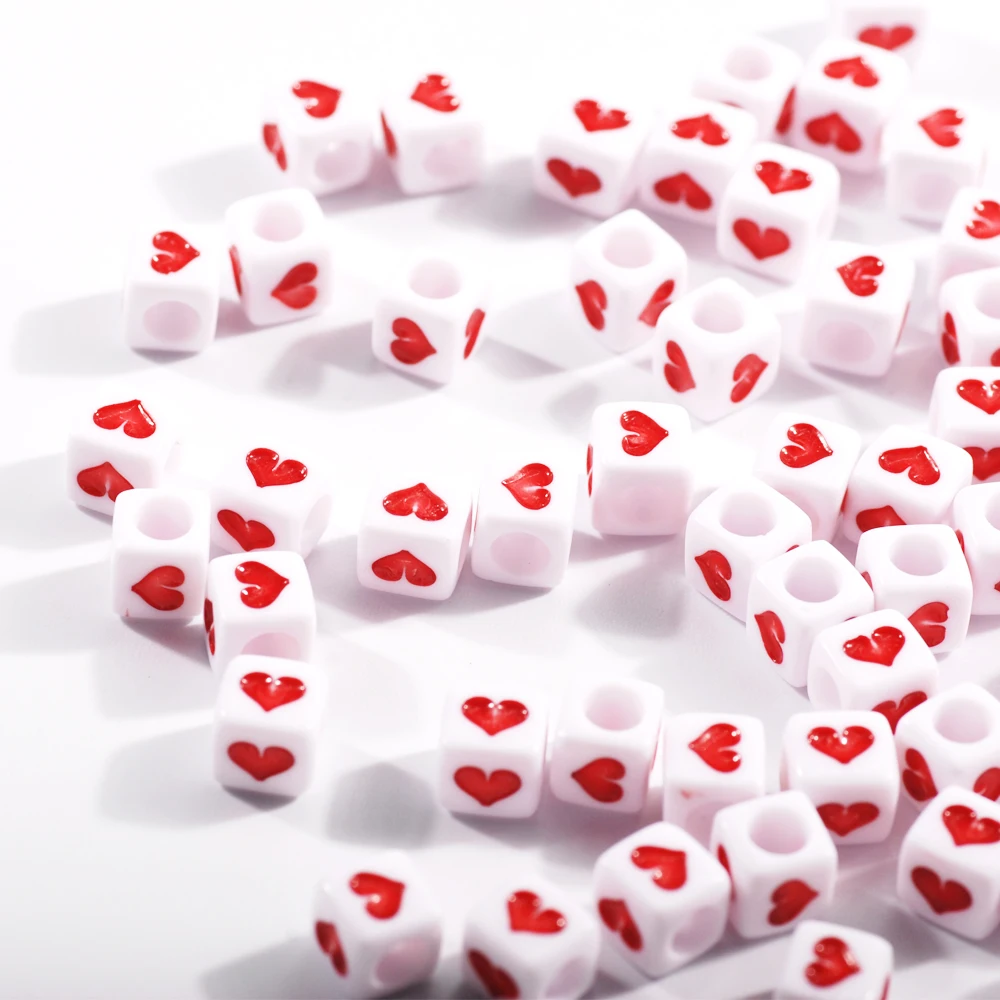 100 искусственный 6 мм акриловый браслет с надписью Love Heart детские игрушки сделай