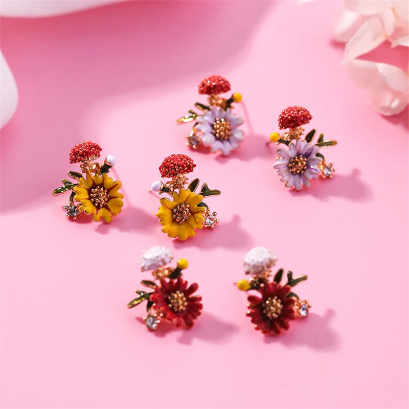 Современные женские серьги 2018 винтажные цветные серьги-гвоздики с грибами